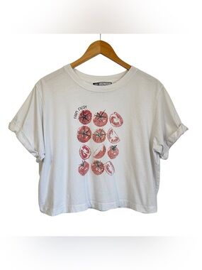 Girl Dangerous Womens Graphic Farm Fresh Tomatoes T Shirt Sz Large White Cotton